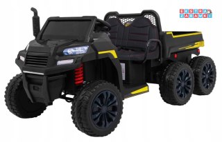 Czarne Farmer Truck na akumulator - 4x35W, z Pilotem, dla 2 dzieci, Kiper, Audio, LED