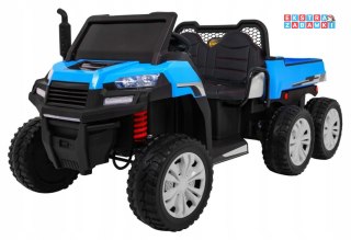 Niebieski Farmer Truck na akumulator - 4x35W, 12V/14Ah, Pilot, dla 2 dzieci, Kiper, Audio, LED - [A730-2]