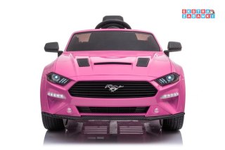 Różowy Ford Mustang GT Drift SX2038 na akumulator - 2x200W, 24V/7Ah, ekoskóra, EVA, MP3, USB, pasy - [8289]