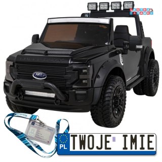 Czarne Ford Super Duty na akumulator - 4x45W, 12V/14Ah, ekoskóra, EVA, LED - [SX2088]