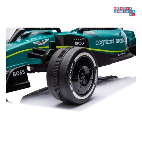 [JE1599] Auto Formuła 1 Aston Martin Cognizant Aramco na akumulator 4x50W 24V/5Ah ekoskóra EVA