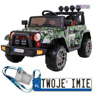 Zielone Full time 4WD na akumulator - lakierowane, 4x40W, 12V/10Ah, pilot, LED - [BRD-7588.EXL]