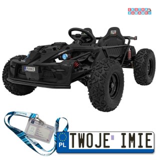 Czarne Auto General 63 buggy na akumulator - czarny, 800W, pompowane koła, Bluetooth, LED [SX2358]