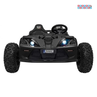Czarne Auto General 63 buggy na akumulator - czarny, 800W, pompowane koła, Bluetooth, LED [SX2358]