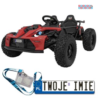 Czerwone Auto General 63 na akumulator - czerwony, 800W, pompowane koła, Bluetooth, LED [SX2358]