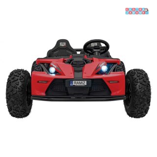 Czerwone Auto General 63 na akumulator - czerwony, 800W, pompowane koła, Bluetooth, LED [SX2358]