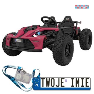 Różowe Auto General 63 na akumulator - różowy, 800W, pompowane koła, Bluetooth, LED [SX2358]