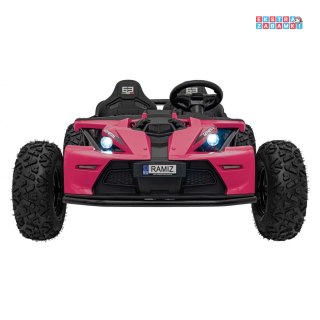 Różowe Auto General 63 na akumulator - różowy, 800W, pompowane koła, Bluetooth, LED [SX2358]
