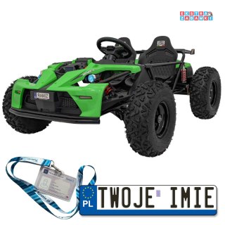 Zielone Auto General 63 buggy na akumulator - zielony, 800W, 48V/20Ah, pompowane koła, Bluetooth, LED [SX2358]