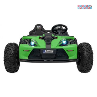 Zielone Auto General 63 buggy na akumulator - zielony, 800W, 48V/20Ah, pompowane koła, Bluetooth, LED [SX2358]