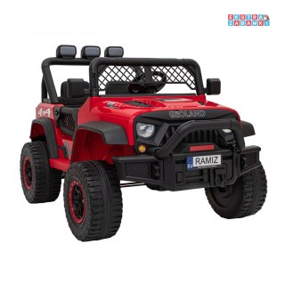 Czerwone Geoland Power auto terenowe na akumulator - dla 2 dzieci, pilot, 2X200W, Radio MP3, LED