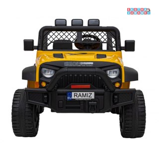 Żółte Geoland Power auto terenowe na akumulator dla 2 dzieci - pilot, 2X200W, Radio MP3, LED