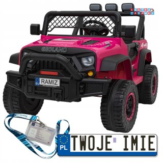 Różowe Geoland Power auto terenowe na akumulator - dla 2 dzieci, pilot, 2X200W, Radio, MP3, LED