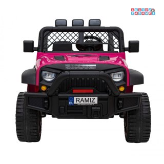 Różowe Geoland Power auto terenowe na akumulator - dla 2 dzieci, pilot, 2X200W, Radio, MP3, LED