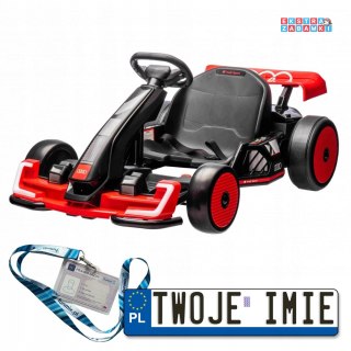 Czerwony Gokart Audi na akumulator - 2x150W, LED, MP3, radio FM
