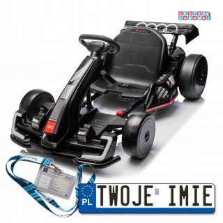 Czarny Gokart Audi na akumulator - 2x150W, LED, MP3, radio FM