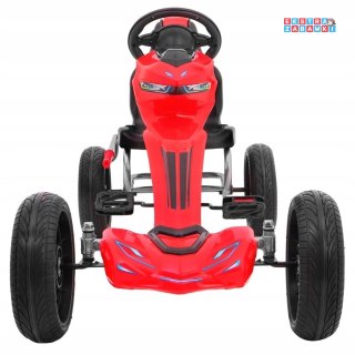 [1502] Gokart Grand Ride na pedały dla dzieci koła EVA regulacja fotela hamulec ręczny - czerwony