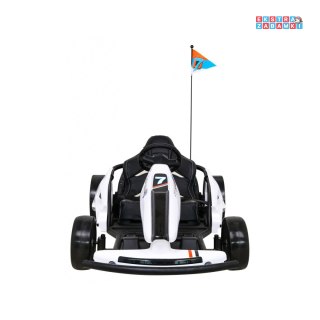 Biały Gokart Speed 7 Drift King na akumulator - 2x150W, 24V/7Ah, funkcja driftu, 2 prędkości, EVA - [A035]
