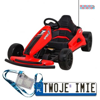 Czerwony Gokart Speed 7 Drift King na akumulator - 2x150W, 24V/7Ah z funkcją driftu, 2 prędkości, EVA - [A035]
