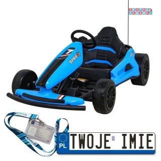 Niebieski Gokart Speed 7 Drift King na akumulator - 2x150W, 24V/7Ah, funkcja driftu, 2 prędkości, EVA - [A035]