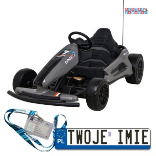 [A035] Gokart Speed 7 Drift King na akumulator 2x150W 24V/7Ah z funkcją driftu 2 prędkości EVA - szary