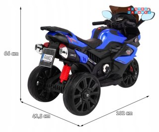 Niebieski Grand Sport Motorek na akumulator - 2x20W, Światła LED, Koła EVA, Panel AUDIO