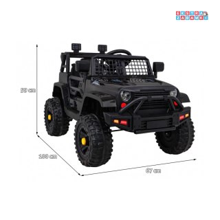 Czarne Jeep Dark Night na akumulator - ekoskóra, wolny start, LED, EVA, audio, wgrane melodyjki