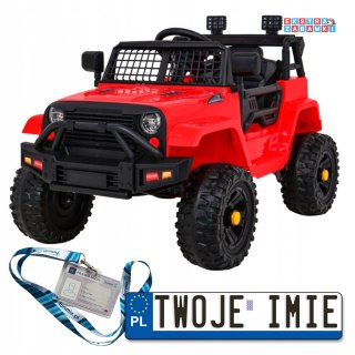 Czerwony Jeep Dark Night na akumulator - 2x35W, 12V/7Ah, pilot, ekoskóra, wolny start, EVA, audio - [BDM0922]