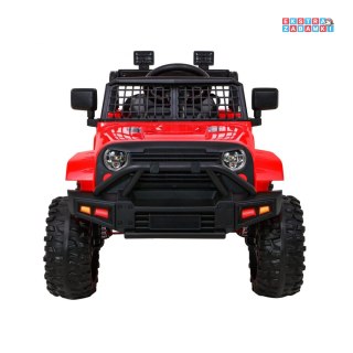 Czerwony Jeep Dark Night na akumulator - 2x35W, 12V/7Ah, pilot, ekoskóra, wolny start, EVA, audio - [BDM0922]