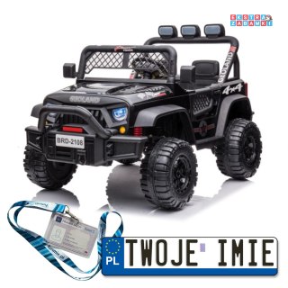 Czarny Jeep Geoland BRD-2108 na akumulator - 24V, 4x4, Ekoskóra, EVA, LED, MP3, Pasy