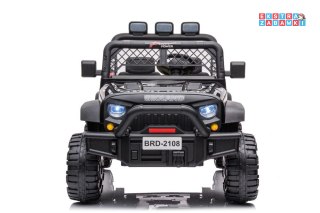 Czarny Jeep Geoland BRD-2108 na akumulator - 24V, 4x4, Ekoskóra, EVA, LED, MP3, Pasy