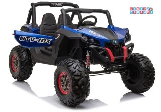 Niebieski Jeep Lakierowany na akumulator - Ekoskóra, Pilot, EVA, LED, MP3