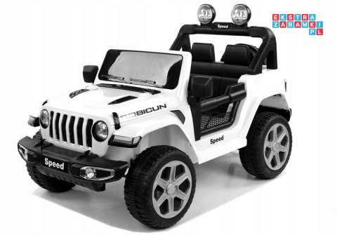 [15554] Jeep pojazd na akumulator 4x45W 12V/7Ah z pilotem światła LED MP3 - biały