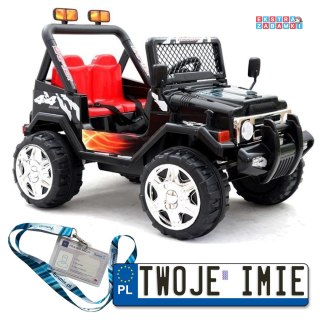 Czarny Jeep Raptor S618 na akumulator - 2x45W, 12V/7Ah, pilot, klakson, EVA, LED - [2549]