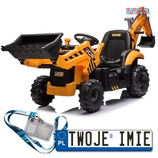 Koparka 2w1 JCB z łyżką na akumulator - żółta, 2x35W, pilot, klakson