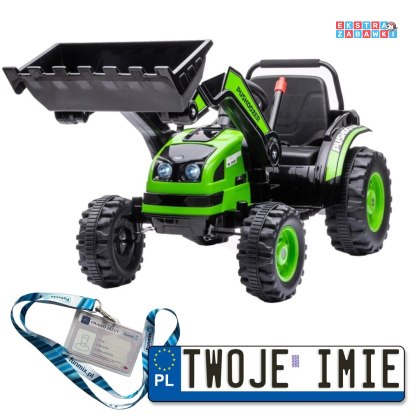 [HL389] Koparka traktor na akumulator 2x35W 12V/7Ah Bluetooth ekoskóra - zielony