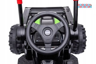 Koparka traktor na akumulator - zielony, 2x35W, Bluetooth, ekoskóra [HL389]