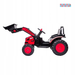 Koparka traktor na akumulator - czerwony, 2x35W, Bluetooth, ekoskóra [HL389]