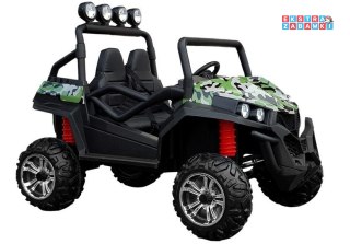 Lakierowany Pojazd buggy na akumulator - czarny, 4x45W, Bluetooth, ekoskóra, EVA, LED