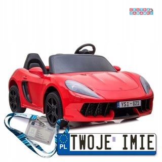 Czerwony YSA021A na akumulator - 1x180W, 24V/7Ah, silniki bezszczotkowe, pompowane koła, MP3, ekoskóra - [6429]