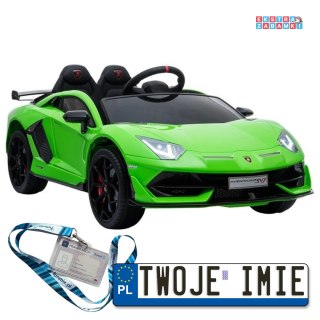 Zielone Lamborghini Aventador na akumulator - EVA, LED, z Pilotem