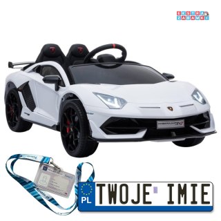 Białe Lamborghini Aventador na akumulator - EVA, LED, z Pilotem