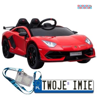 Czerwone Lamborghini Aventador na akumulator - EVA, LED, z Pilotem