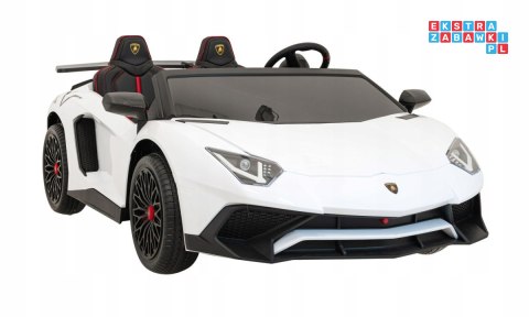 [A8803] Lamborghini Aventador SV na akumulator 2x200W 24V/10Ah Pilot EVA audio LED - biały