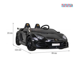 Czarne Lamborghini SVJ DRIFT na akumulator - 24V/7Ah, funkcja drift, LED, koła EVA, pilot - [SX2028]