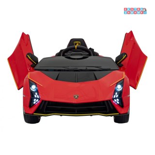 Czerwone Lamborghini Invencible na akumulator - 4x35W, 12V/7Ah, ekoskóra, EVA, USB, MP3, Bluetooth - [S319]