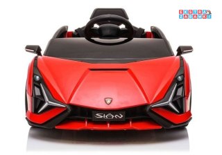 Czerwone Lamborghini sian na akumulator - ekoskóra, koła EVA, wejście MP3, USB