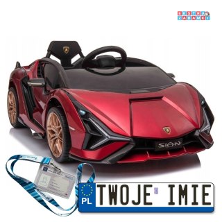 Czerwone Lamborghini sian na akumulator - Lakierowane, ekoskóra, koła EVA, wejście MP3, USB