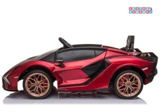 Czerwone Lamborghini sian na akumulator - Lakierowane, ekoskóra, koła EVA, wejście MP3, USB
