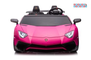 Różowe Lamborghini XXL A8803 na akumulator - 200W, 24V/14Ah, ekoskóra, koła pompowane, MP3 - [13431]